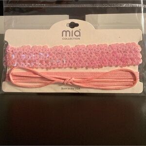 MIA Collection set of 2 Chokers. Pink sequins and pink bow